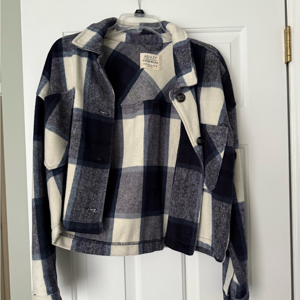 Ashley By 26 International Women's Checkered Jacket - Navy and White